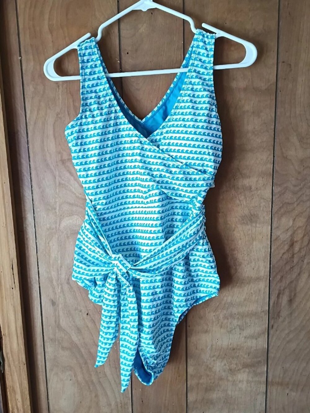 NWT Coral Reef One Piece Swimsuit Women’s Medium Blue Wrap Tie Front